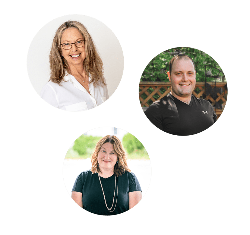 Headshots of three team members from Houle Healthcare